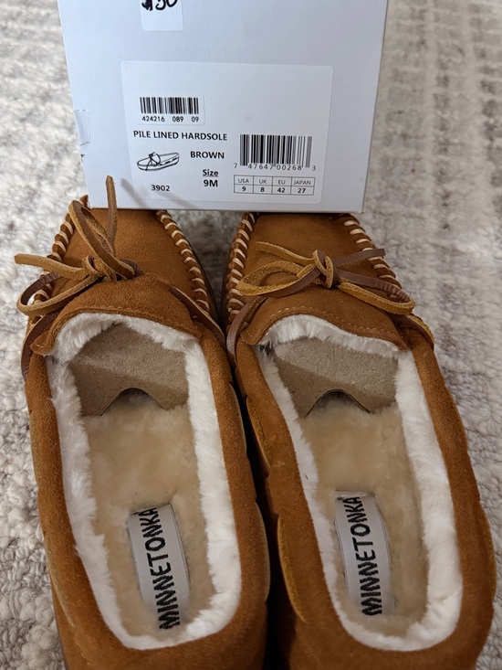 Minnetonka Other - Minnetonka Brown Suede Pile-Lined Moccasin Slippers